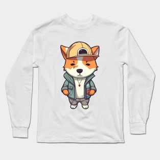 A cute dog wearing street fashion Long Sleeve T-Shirt
